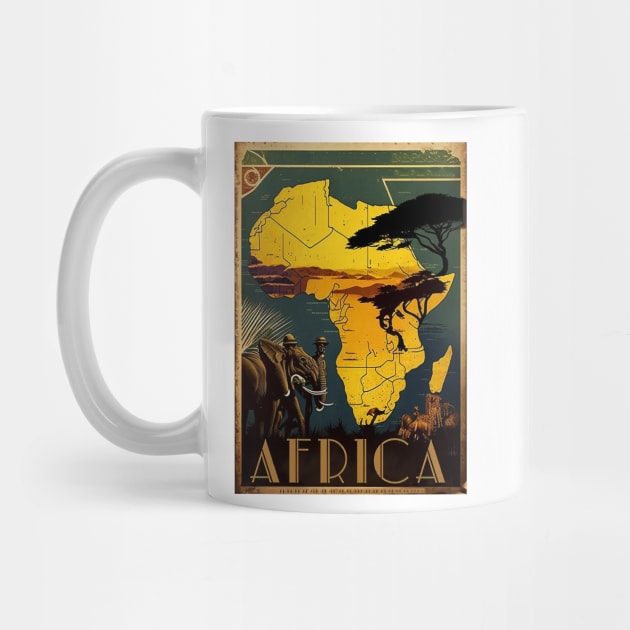 Africa Golden Continent Vintage Travel Art Poster by OldTravelArt